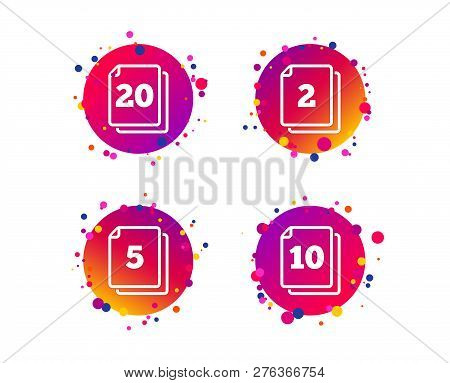In Pack Sheets Icons. Quantity Per Package Symbols. 2, 5, 10 And 20 Paper Units In The Pack Signs. G