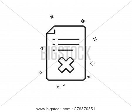 Reject File Line Icon. Decline Document Sign. Delete File. Geometric Shapes. Random Cross Elements. 