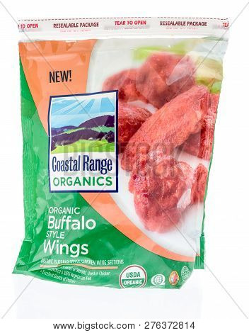 Winneconne, Wi - 30 December 2018: A Bag Of Coastal Range Organics Buffalo Style Chicken Wings On An
