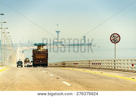 The King Fahd Causeway Bridge Connecting Saudi Arabia And Bahrain