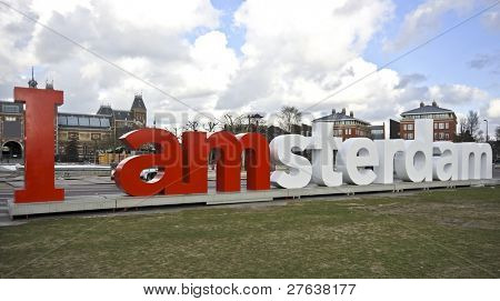 I Amsterdam, tekst op het Museumplein in Amsterdam Nederland