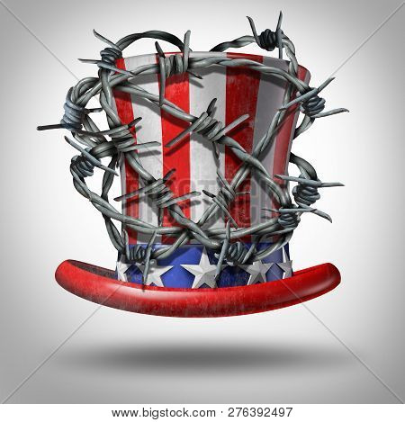 American Border Security And United States Wall Funding Concept And Usa Immigration Of Migrants From