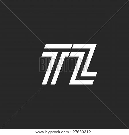 Logo Tz Letters Monogram Simple Artline Design, Two Initials Letters T And Z Together