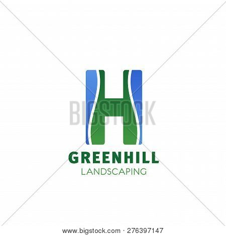 Landscape Design Company Letter H Icon For Landscaping And Green Gardening Designing. Vector Isolate