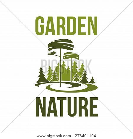 Garden Nature Green Trees Forest Or Park Icon For Environment Ecology. Vector Isolated Symbol Of Par