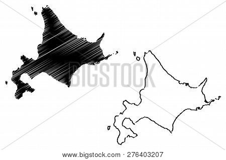 Hokkaido (administrative Divisions Of Japan, Prefectures Of Japan) Map Vector Illustration, Scribble