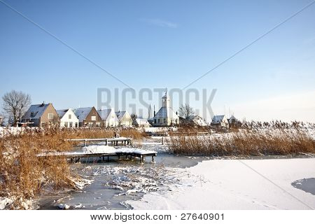 Kışın Durgerdam Hollanda