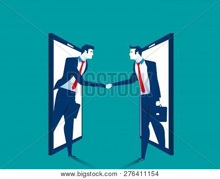 Agreement. Businessman Handshake On Smartphone