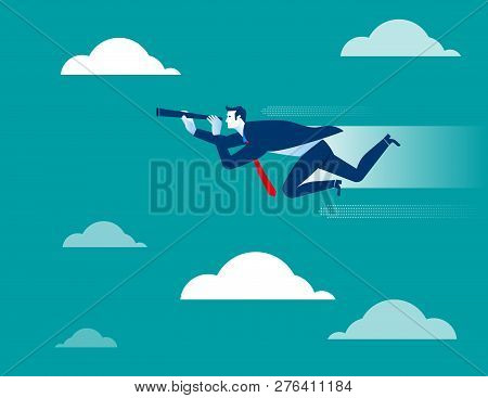 Businessman Looking And Flying To Success