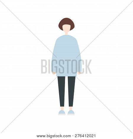 Female Character Casual Stule Flat Icon. Clip Art Piece. Infographic Element
