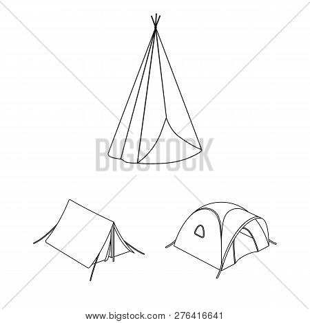 Vector Illustration Of Tent  And Camp Icon. Collection Of Tent  And Forest Vector Icon For Stock.