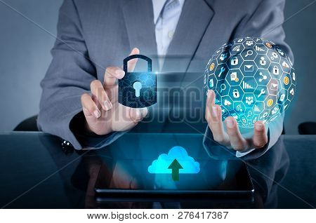 Unlocked Smartphone Lock Internet Phone Hand  Press The Phone To Communicate In The Internet. Cyber 