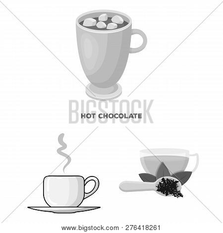 Isolated Object Of Cup And Coffe Sign. Set Of Cup And Top  Stock Vector Illustration.