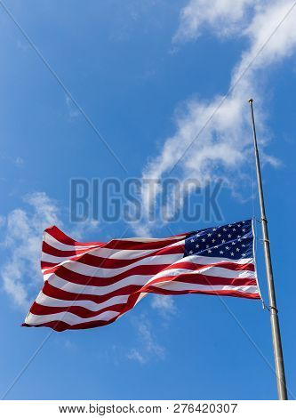 United States Flag Flying At A Half-staff
