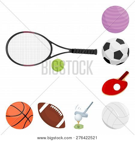 Vector Design Of Ball And Soccer Sign. Set Of Ball And Basketball Stock Vector Illustration.