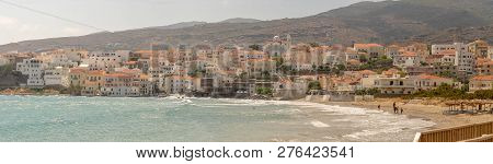 Panoramic View Of Andros Town In Andros Island In Greece.