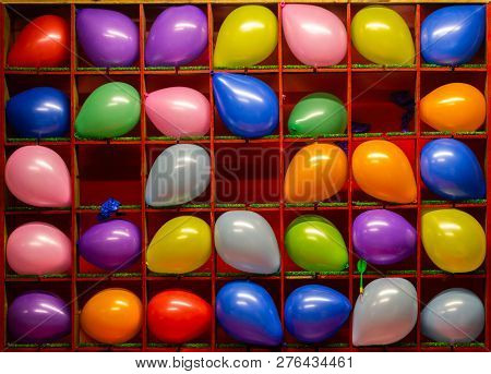 Night Air Balloon Game Darts Colorful Unadorned Flat Background