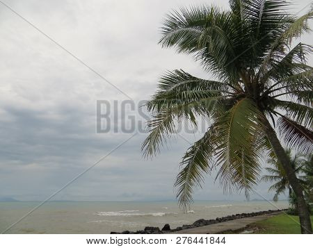 Anyer, Indonesia - June 25, 2018: Background Of Seascape At Sambolo Beach Anyer.