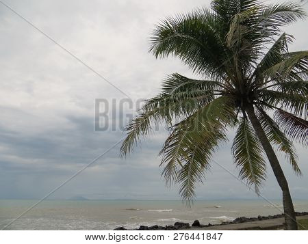Anyer, Indonesia - June 25, 2018: Background Of Seascape At Sambolo Beach Anyer.