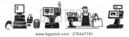 Cashier Icon Set. Simple Set Of Cashier Vector Icons For Web Design On White Background