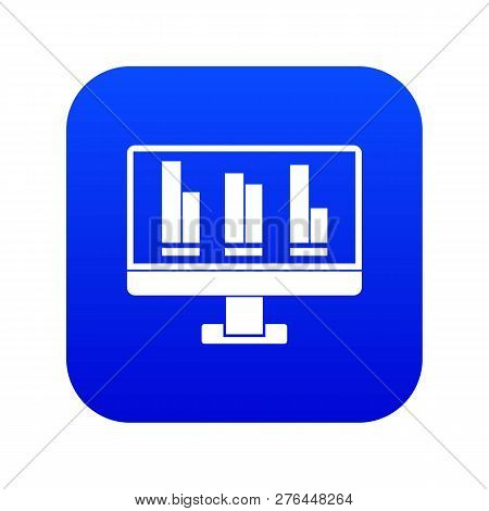 Business Graph At Computer Screen Icon Digital Blue For Any Design Isolated On White Vector Illustra