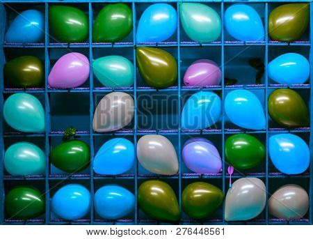 Night Air Balloon Game Darts Colorful Unadorned Flat Background