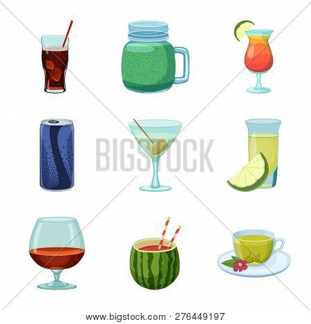 Vector Design Of Drink And Bar Logo. Collection Of Drink And Party Stock Vector Illustration.
