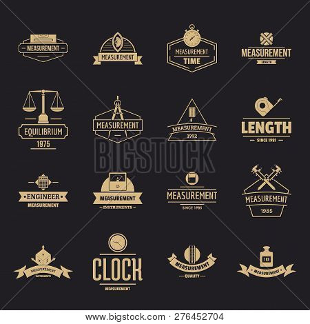 Measure Precision Logo Icons Set. Simple Illustration Of 16 Measure Precision Logo Vector Icons For 
