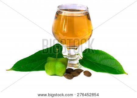 Sacha Inchi, Fresh Capsule Seeds Fruit Of Sacha-inchi Peanut With  Tea