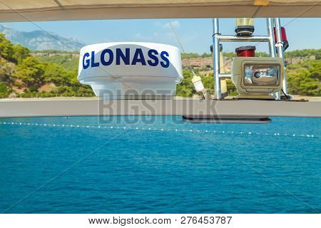 Kemer, Turkey, October 17 2018, The Global Navigation System Glonass Installed On A Yacht