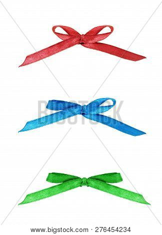 Set Of Ribbons Bows On A White Background