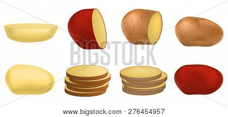 Potato Icon Set. Realistic Set Of Potato Vector Icons For Web Design Isolated On White Background
