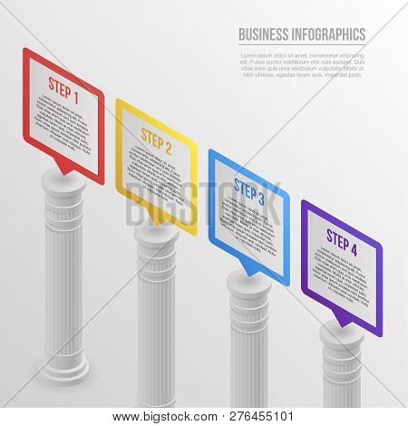 Pillar Infographic. Isometric Of Pillar Vector Infographic For Web Design