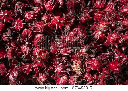 Pattern Of Fresh Roselle In Market  Background
