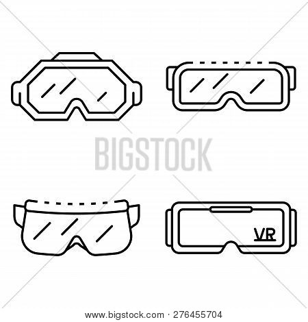 Goggles Icon Set. Outline Set Of Goggles Vector Icons For Web Design Isolated On White Background