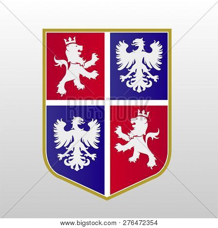 Blue Red White Heraldic Shield Vector Eps File