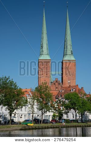 Luebeck, Germany - June 7, 2018: Cathedral Of The Hanseatic City Of Lübeck On June 7, 2018 In German