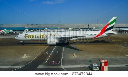 Passenger Airplane Docking At The Airport
