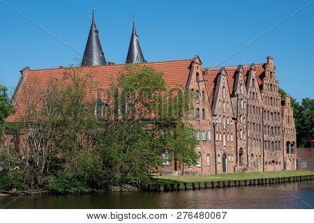 Panorama Of The Historic Warehouses Of The Hanseatic City Of Lübeck, Germany, Europe