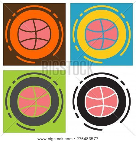 Set Of Unusual Look Dribbble Social Media Icon . Social Network For Designers