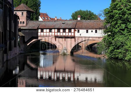Nuremberg City, Germany - River Pegnitz Architecture With Henkerhaus.