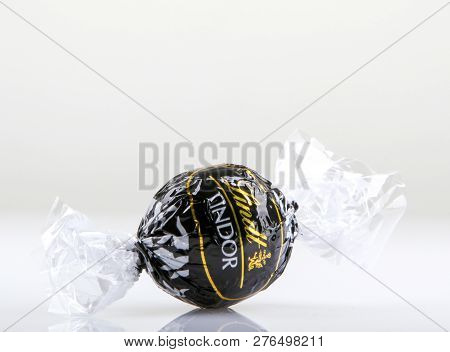 Aytos, Bulgaria - April 02, 2014: Milk Chocolate Lindor Truffle. Lindt Is Recognized As A Leader In 