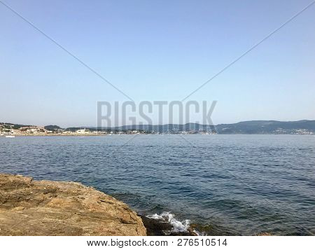 View Of The Ocean From Above The Rocks In Sanxenxo Galicia Spain
