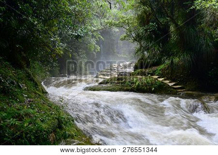 Kaiate Falls, Papamoa, New Zealand - 25 Dec 2018: The Falls Are Heavily Overflown After Rains Over P