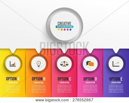 Abstract Digital Illustration Infographic Five Otions. Vector Illustration Can Be Used For Workflow 