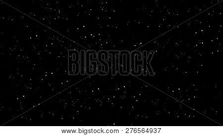 Snowfall On A Black Background , Deep Space Stellar Background. Black Universe. Cold Nebula.