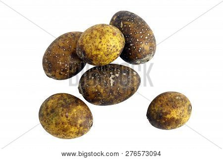 Hog Plum Spondias Pinnata Forest Fruit (makok Thai Word) Isolated On White Background Closeup