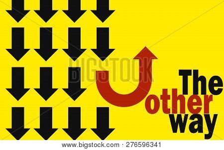 The Other Way, Different Thinking Concept, 3d Rendering