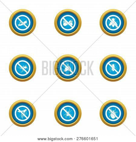 Interdiction Icons Set. Flat Set Of 9 Interdiction Icons For Web Isolated On White Background