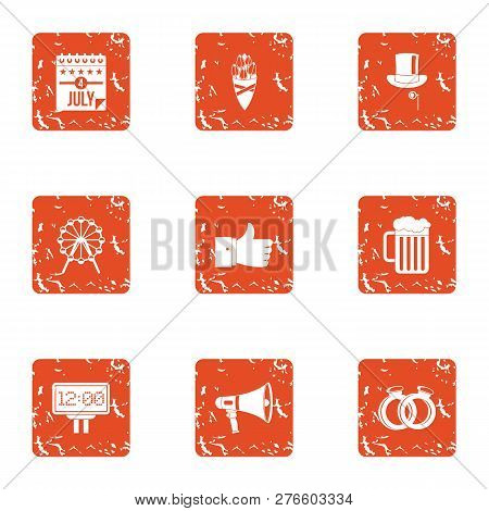 Autonomy Icons Set. Grunge Set Of 9 Autonomy Icons For Web Isolated On White Background